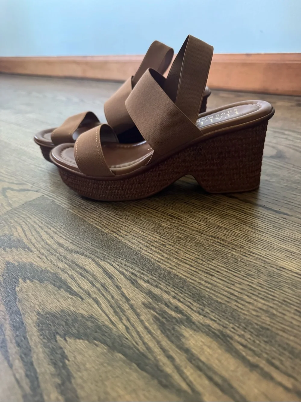 Italian Shoemakers Brown Platform Slingback Sandals